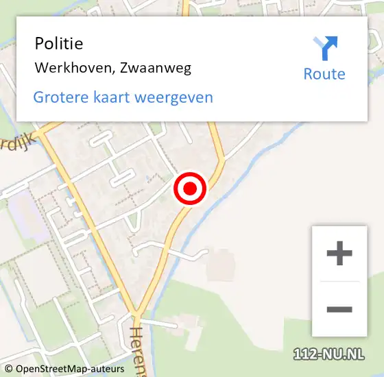 Locatie op kaart van de 112 melding: Politie Werkhoven, Zwaanweg op 5 maart 2024 00:17