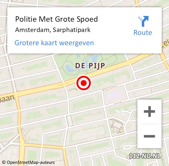Locatie op kaart van de 112 melding: Politie Met Grote Spoed Naar Amsterdam, Sarphatipark op 5 maart 2024 00:27