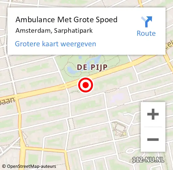 Locatie op kaart van de 112 melding: Ambulance Met Grote Spoed Naar Amsterdam, Sarphatipark op 5 maart 2024 00:28