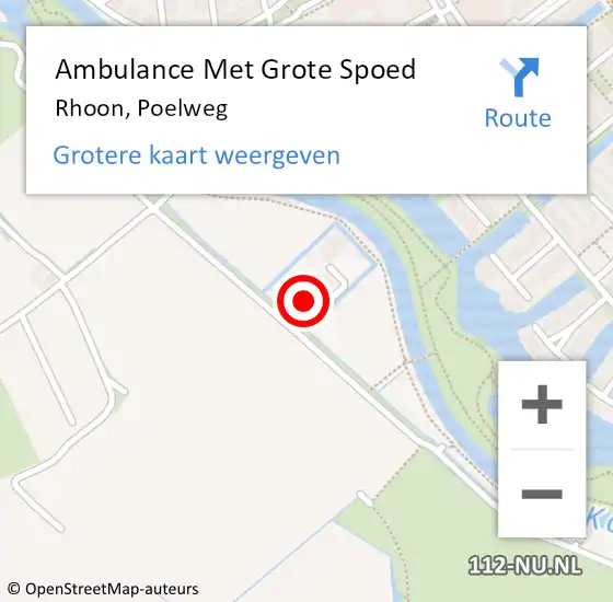 Locatie op kaart van de 112 melding: Ambulance Met Grote Spoed Naar Rhoon, Poelweg op 5 maart 2024 01:01