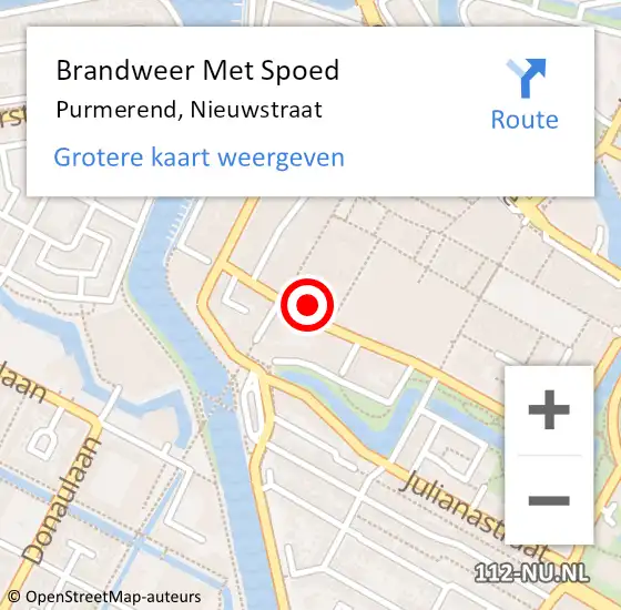 Locatie op kaart van de 112 melding: Brandweer Met Spoed Naar Purmerend, Nieuwstraat op 5 maart 2024 01:16