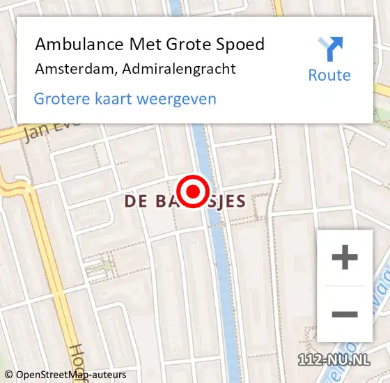 Locatie op kaart van de 112 melding: Ambulance Met Grote Spoed Naar Amsterdam, Admiralengracht op 5 maart 2024 01:43