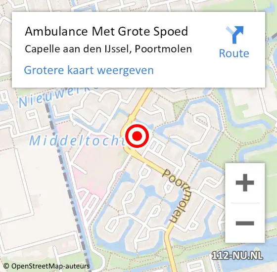 Locatie op kaart van de 112 melding: Ambulance Met Grote Spoed Naar Capelle aan den IJssel, Poortmolen op 5 maart 2024 02:21