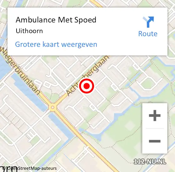 Locatie op kaart van de 112 melding: Ambulance Met Spoed Naar Uithoorn op 5 maart 2024 03:17