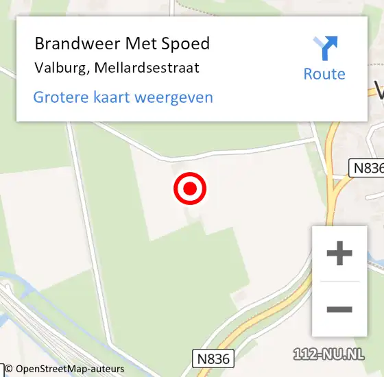 Locatie op kaart van de 112 melding: Brandweer Met Spoed Naar Valburg, Mellardsestraat op 5 maart 2024 04:17