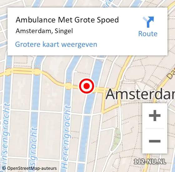 Locatie op kaart van de 112 melding: Ambulance Met Grote Spoed Naar Amsterdam, Singel op 5 maart 2024 04:22