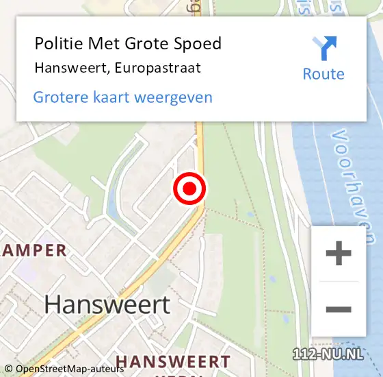 Locatie op kaart van de 112 melding: Politie Met Grote Spoed Naar Hansweert, Europastraat op 5 maart 2024 05:35