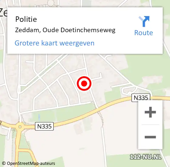 Locatie op kaart van de 112 melding: Politie Zeddam, Oude Doetinchemseweg op 5 maart 2024 05:41