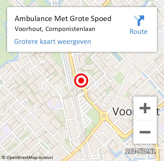 Locatie op kaart van de 112 melding: Ambulance Met Grote Spoed Naar Voorhout, Componistenlaan op 5 maart 2024 06:02