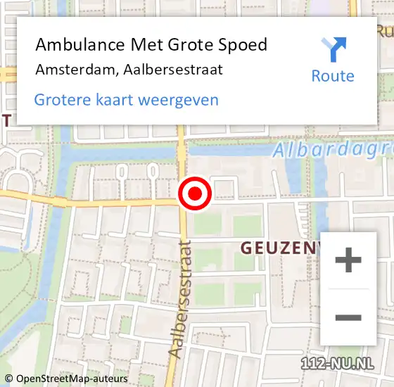 Locatie op kaart van de 112 melding: Ambulance Met Grote Spoed Naar Amsterdam, Aalbersestraat op 5 maart 2024 06:21