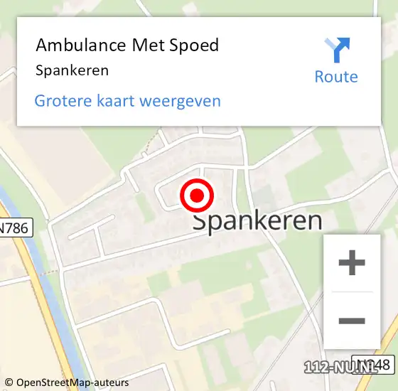 Locatie op kaart van de 112 melding: Ambulance Met Spoed Naar Spankeren op 5 maart 2024 08:06