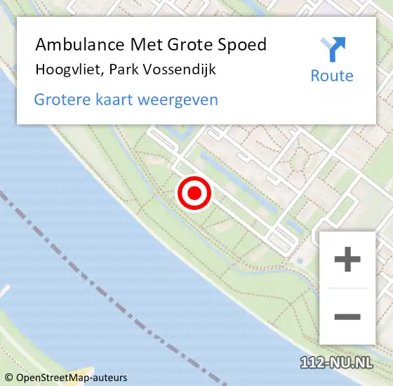 Locatie op kaart van de 112 melding: Ambulance Met Grote Spoed Naar Hoogvliet, Park Vossendijk op 5 maart 2024 08:31