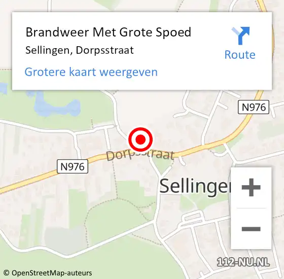 Locatie op kaart van de 112 melding: Brandweer Met Grote Spoed Naar Sellingen, Dorpsstraat op 5 maart 2024 09:03