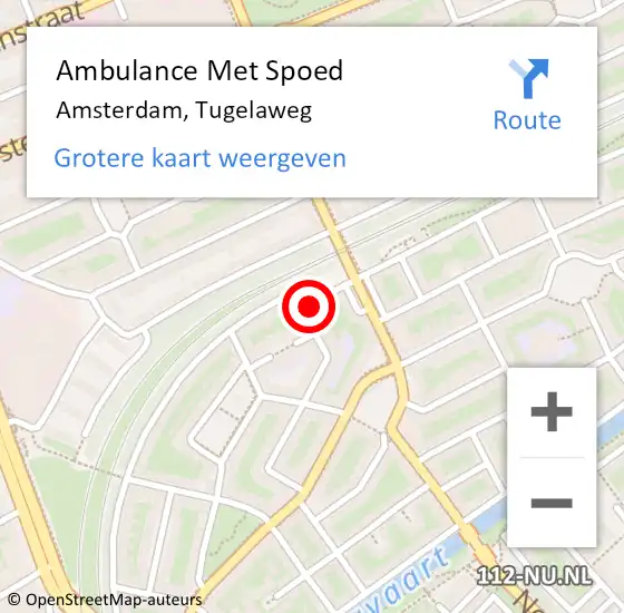 Locatie op kaart van de 112 melding: Ambulance Met Spoed Naar Amsterdam, Tugelaweg op 5 maart 2024 09:44