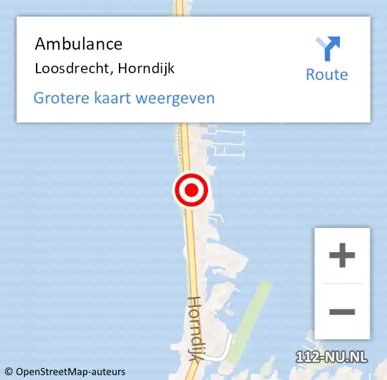 Locatie op kaart van de 112 melding: Ambulance Loosdrecht, Horndijk op 5 maart 2024 09:52