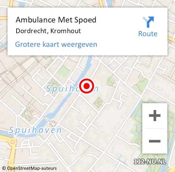 Locatie op kaart van de 112 melding: Ambulance Met Spoed Naar Dordrecht, Kromhout op 5 maart 2024 10:40