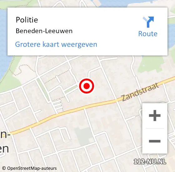 Locatie op kaart van de 112 melding: Politie Beneden-Leeuwen op 5 maart 2024 11:01