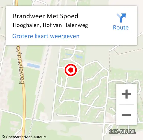 Locatie op kaart van de 112 melding: Brandweer Met Spoed Naar Hooghalen, Hof van Halenweg op 5 maart 2024 11:07