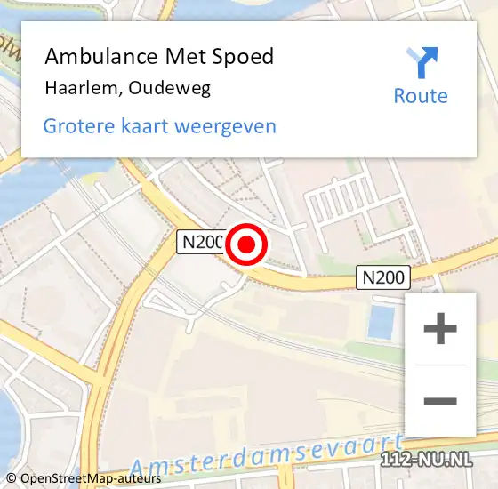 Locatie op kaart van de 112 melding: Ambulance Met Spoed Naar Haarlem, Oudeweg op 5 maart 2024 11:16