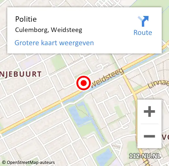Locatie op kaart van de 112 melding: Politie Culemborg, Weidsteeg op 5 maart 2024 11:18
