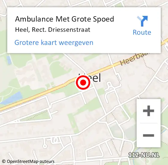 Locatie op kaart van de 112 melding: Ambulance Met Grote Spoed Naar Heel, Rect. Driessenstraat op 5 maart 2024 11:21