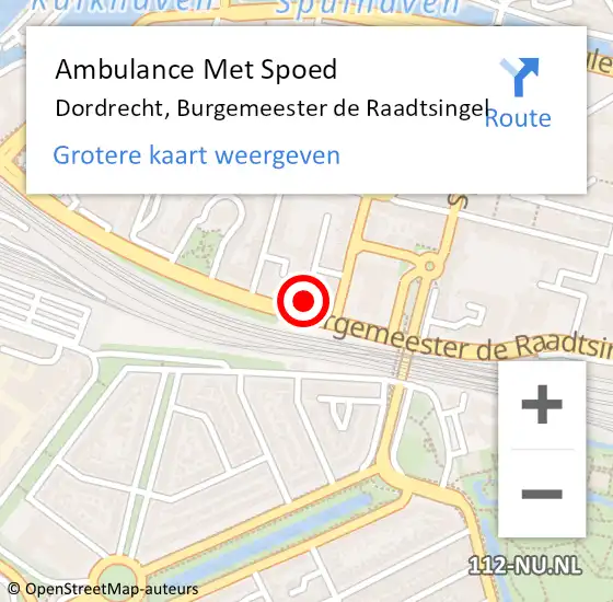 Locatie op kaart van de 112 melding: Ambulance Met Spoed Naar Dordrecht, Burgemeester de Raadtsingel op 5 maart 2024 13:41