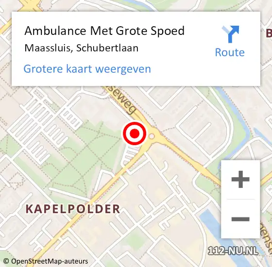 Locatie op kaart van de 112 melding: Ambulance Met Grote Spoed Naar Maassluis, Schubertlaan op 5 maart 2024 13:47
