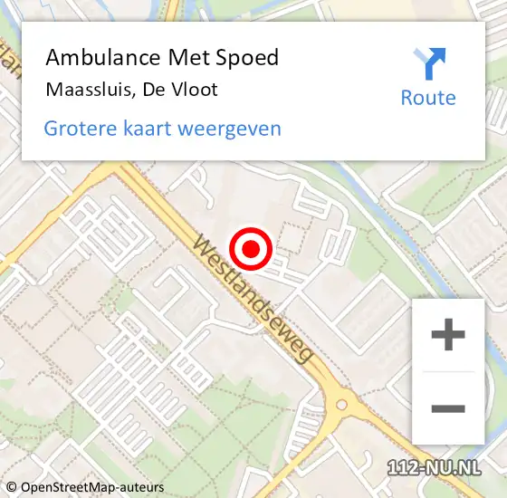 Locatie op kaart van de 112 melding: Ambulance Met Spoed Naar Maassluis, De Vloot op 5 maart 2024 14:03
