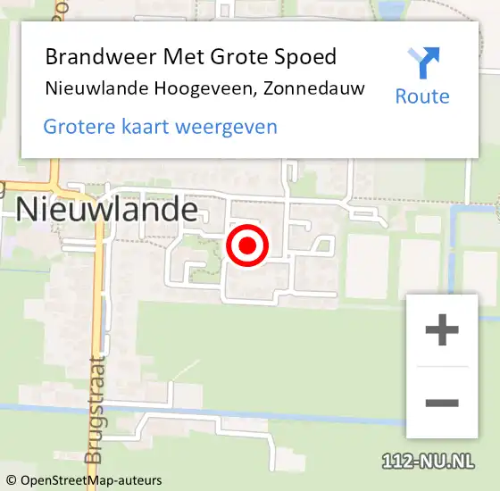 Locatie op kaart van de 112 melding: Brandweer Met Grote Spoed Naar Nieuwlande Hoogeveen, Zonnedauw op 5 maart 2024 14:18