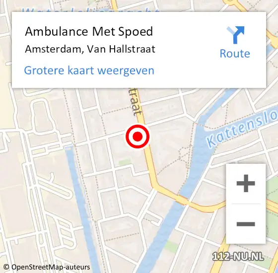 Locatie op kaart van de 112 melding: Ambulance Met Spoed Naar Amsterdam, Van Hallstraat op 5 maart 2024 14:58