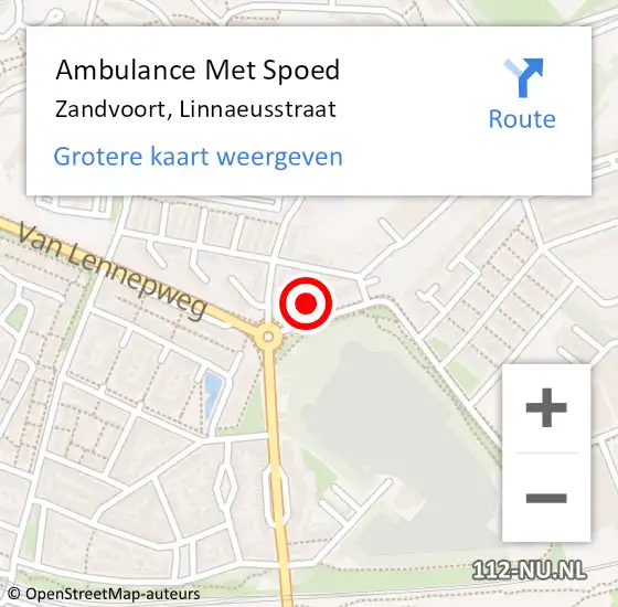 Locatie op kaart van de 112 melding: Ambulance Met Spoed Naar Zandvoort, Linnaeusstraat op 5 maart 2024 15:01