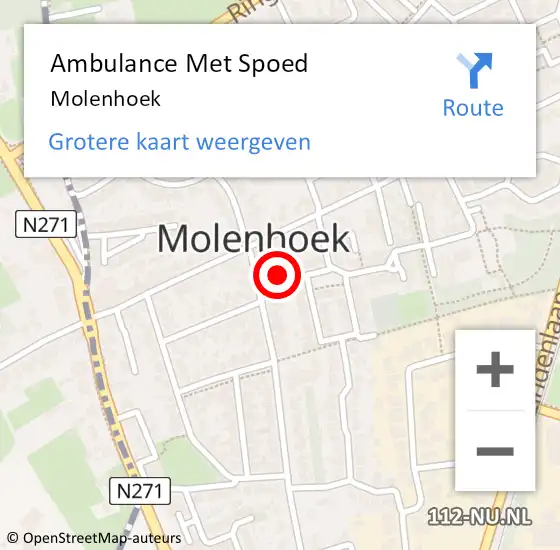 Locatie op kaart van de 112 melding: Ambulance Met Spoed Naar Molenhoek op 5 maart 2024 15:11