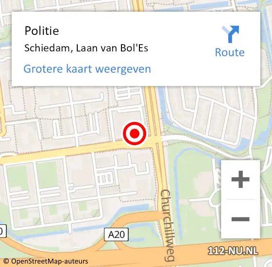 Locatie op kaart van de 112 melding: Politie Schiedam, Laan van Bol'Es op 5 maart 2024 15:13