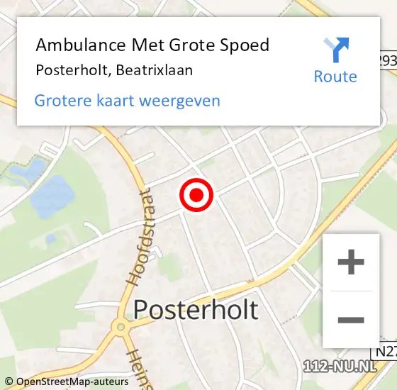 Locatie op kaart van de 112 melding: Ambulance Met Grote Spoed Naar Posterholt, Beatrixlaan op 5 maart 2024 15:23