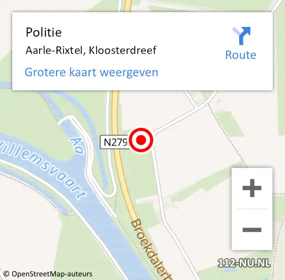 Locatie op kaart van de 112 melding: Politie Aarle-Rixtel, Kloosterdreef op 5 maart 2024 15:29