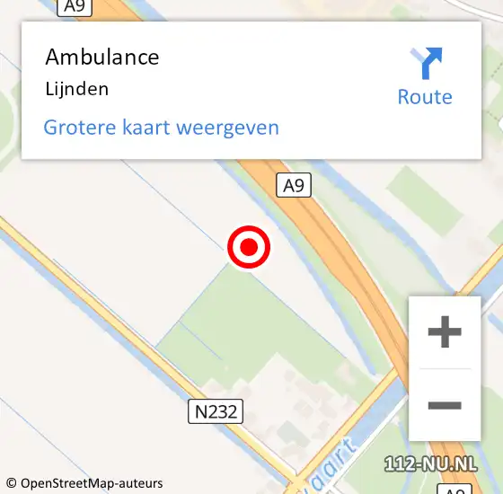 Locatie op kaart van de 112 melding: Ambulance Lijnden op 5 maart 2024 15:43