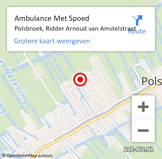 Locatie op kaart van de 112 melding: Ambulance Met Spoed Naar Polsbroek, Ridder Arnoud van Amstelstraat op 5 maart 2024 15:48