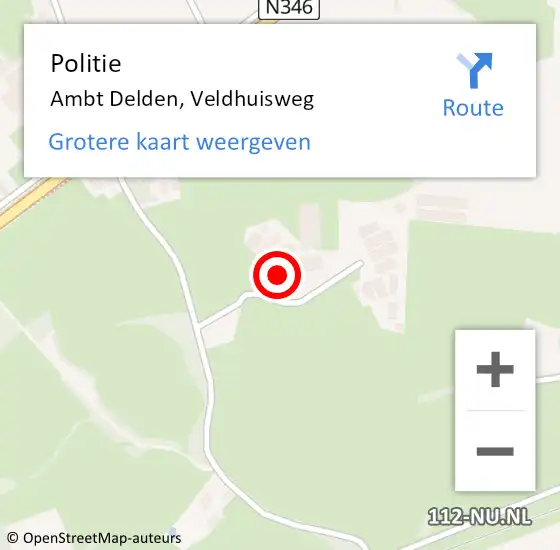Locatie op kaart van de 112 melding: Politie Ambt Delden, Veldhuisweg op 5 maart 2024 16:33