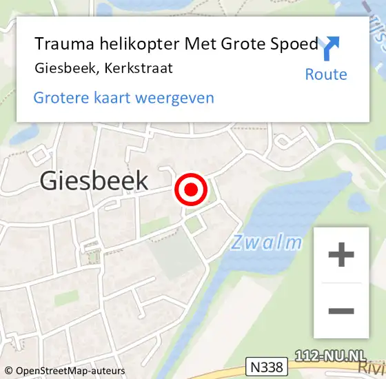 Locatie op kaart van de 112 melding: Trauma helikopter Met Grote Spoed Naar Giesbeek, Kerkstraat op 5 maart 2024 16:35
