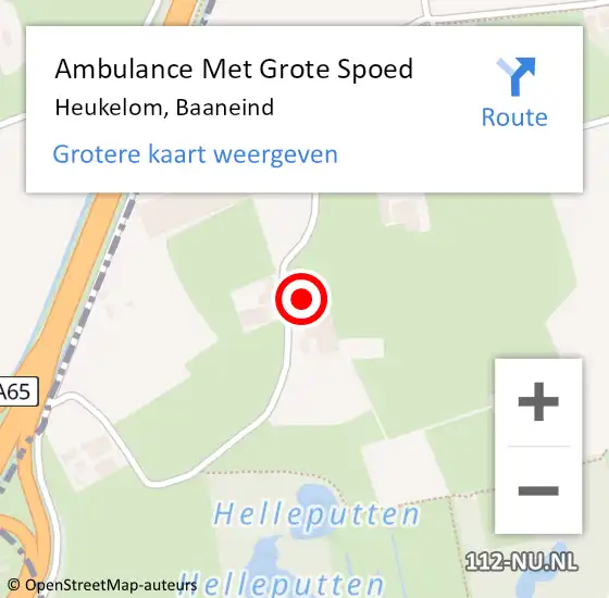 Locatie op kaart van de 112 melding: Ambulance Met Grote Spoed Naar Heukelom, Baaneind op 28 september 2014 05:15