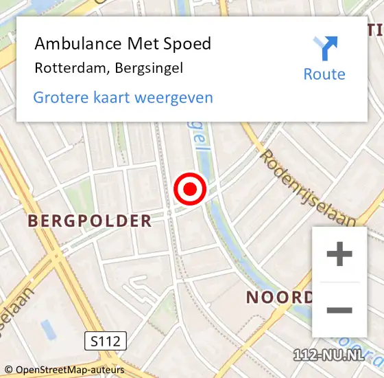 Locatie op kaart van de 112 melding: Ambulance Met Spoed Naar Rotterdam, Bergsingel op 5 maart 2024 17:31