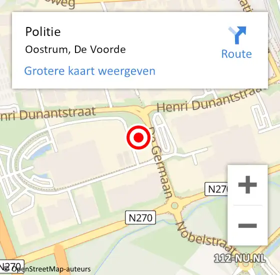 Locatie op kaart van de 112 melding: Politie Oostrum, De Voorde op 5 maart 2024 17:36