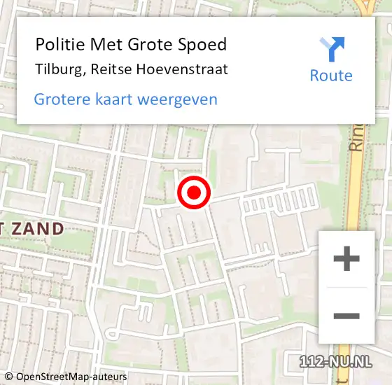 Locatie op kaart van de 112 melding: Politie Met Grote Spoed Naar Tilburg, Reitse Hoevenstraat op 5 maart 2024 17:44