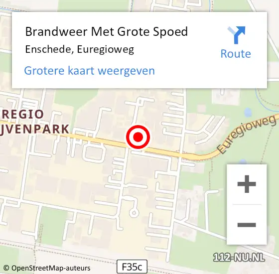 Locatie op kaart van de 112 melding: Brandweer Met Grote Spoed Naar Enschede, Euregioweg op 5 maart 2024 17:45