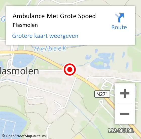 Locatie op kaart van de 112 melding: Ambulance Met Grote Spoed Naar Plasmolen op 5 maart 2024 17:48