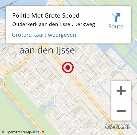 Locatie op kaart van de 112 melding: Politie Met Grote Spoed Naar Ouderkerk aan den IJssel, Kerkweg op 5 maart 2024 18:21