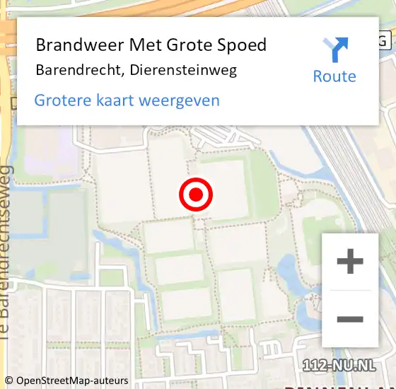 Locatie op kaart van de 112 melding: Brandweer Met Grote Spoed Naar Barendrecht, Dierensteinweg op 5 maart 2024 18:33