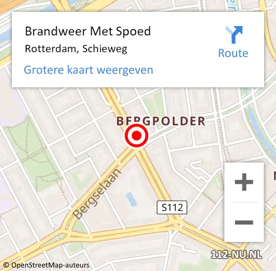 Locatie op kaart van de 112 melding: Brandweer Met Spoed Naar Rotterdam, Schieweg op 5 maart 2024 18:36