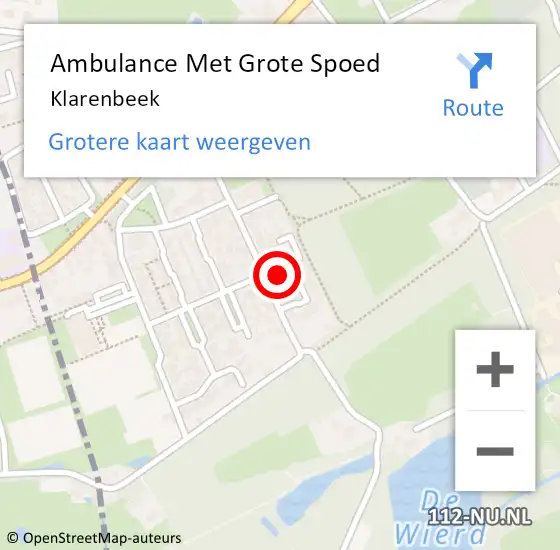 Locatie op kaart van de 112 melding: Ambulance Met Grote Spoed Naar Klarenbeek op 5 maart 2024 19:14