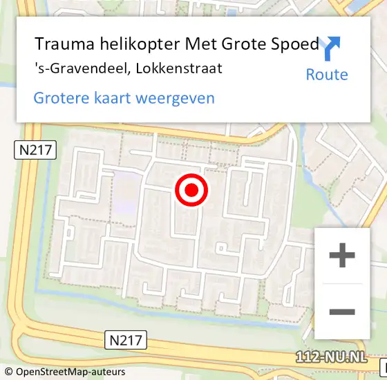 Locatie op kaart van de 112 melding: Trauma helikopter Met Grote Spoed Naar 's-Gravendeel, Lokkenstraat op 5 maart 2024 19:23